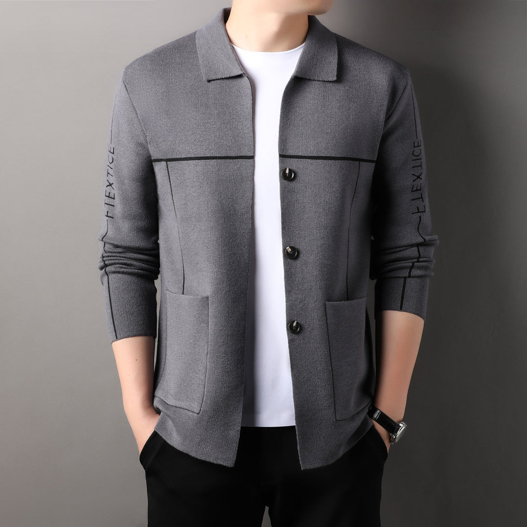 Elegant knitted jacket for men with high collar and stylish buttons Lune London