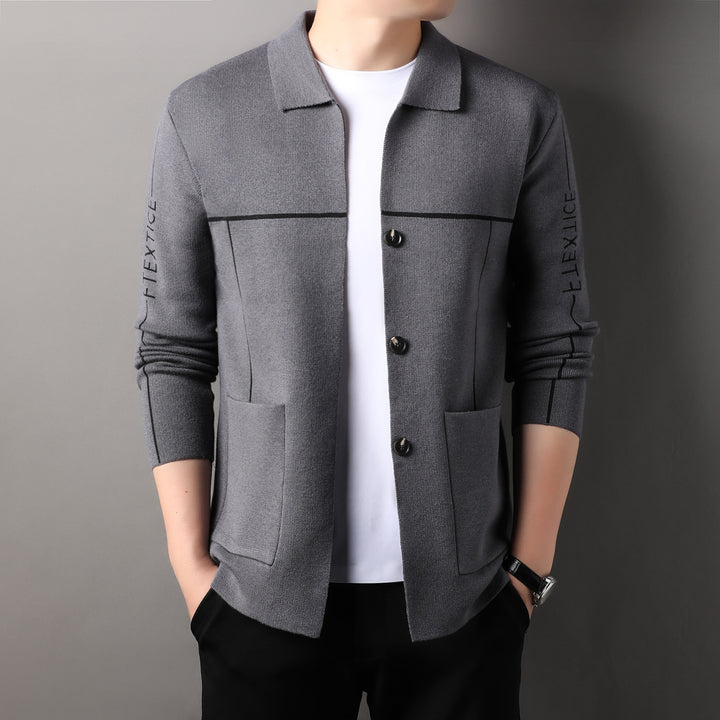 Elegant knitted jacket for men with high collar and stylish buttons Lune London