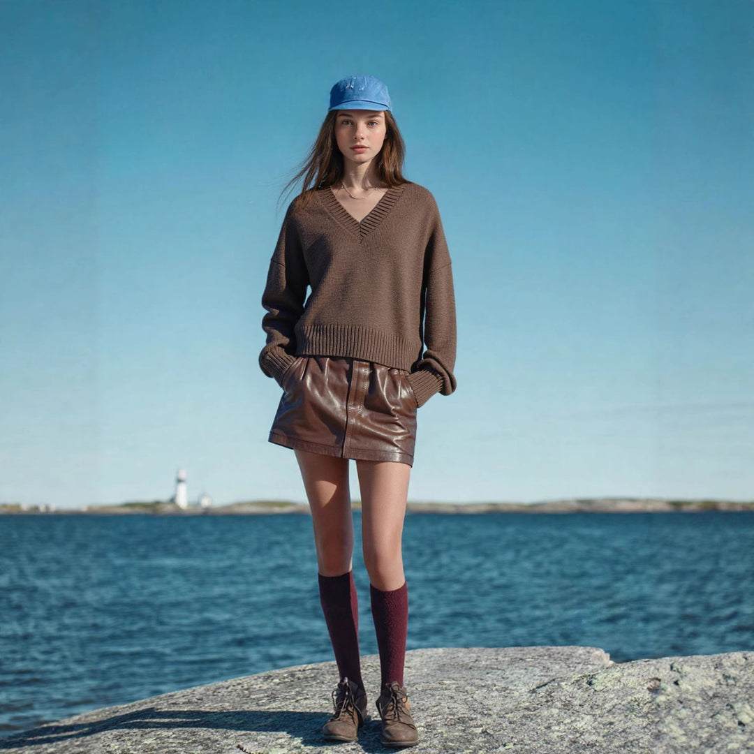 Knit V-neck sweater for women with a relaxed fit Lune London
