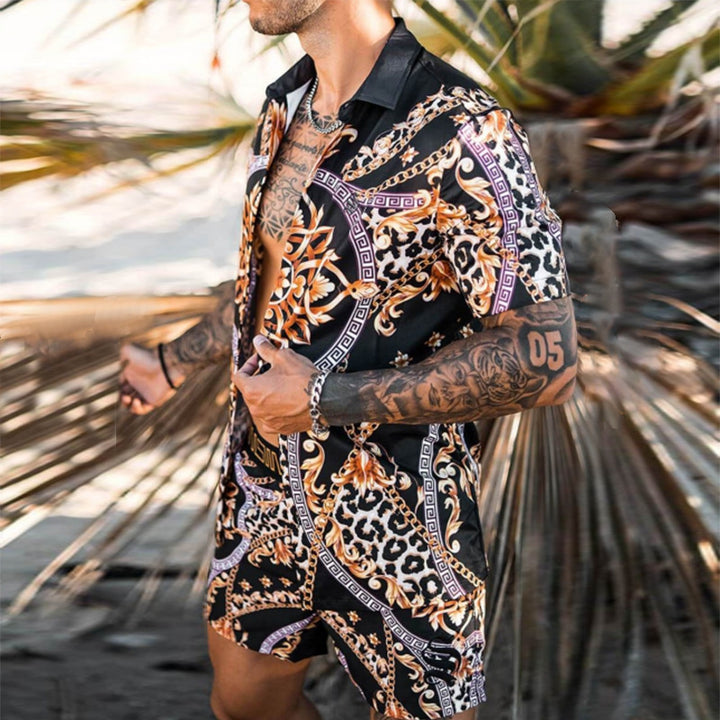 Men's Short Sleeve Tropical Print Set Amarae