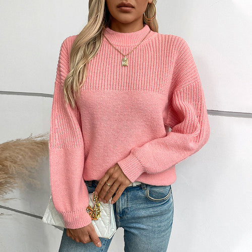 Casual pullover for women with high collar and modern textured knit Amarae