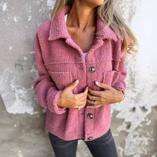 Ladies cozy faux fur coat with practical pockets Amarae