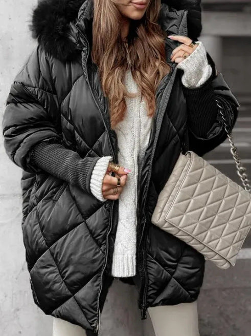 Lady Oversized Padded Jacket with Faux Fur Collar Lune London