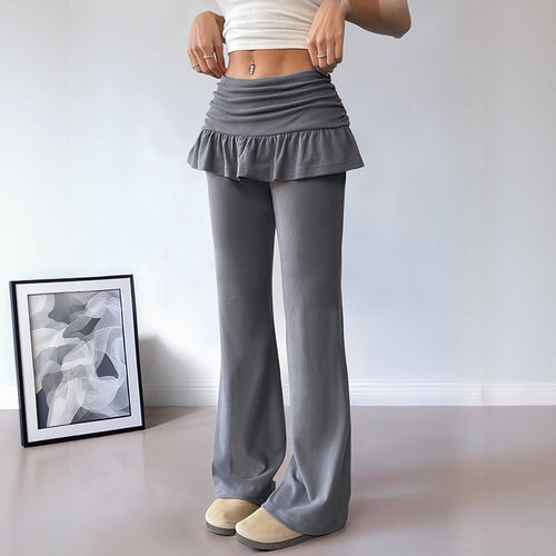 Women's leisure trousers with a frill belt and wide leg Amarae