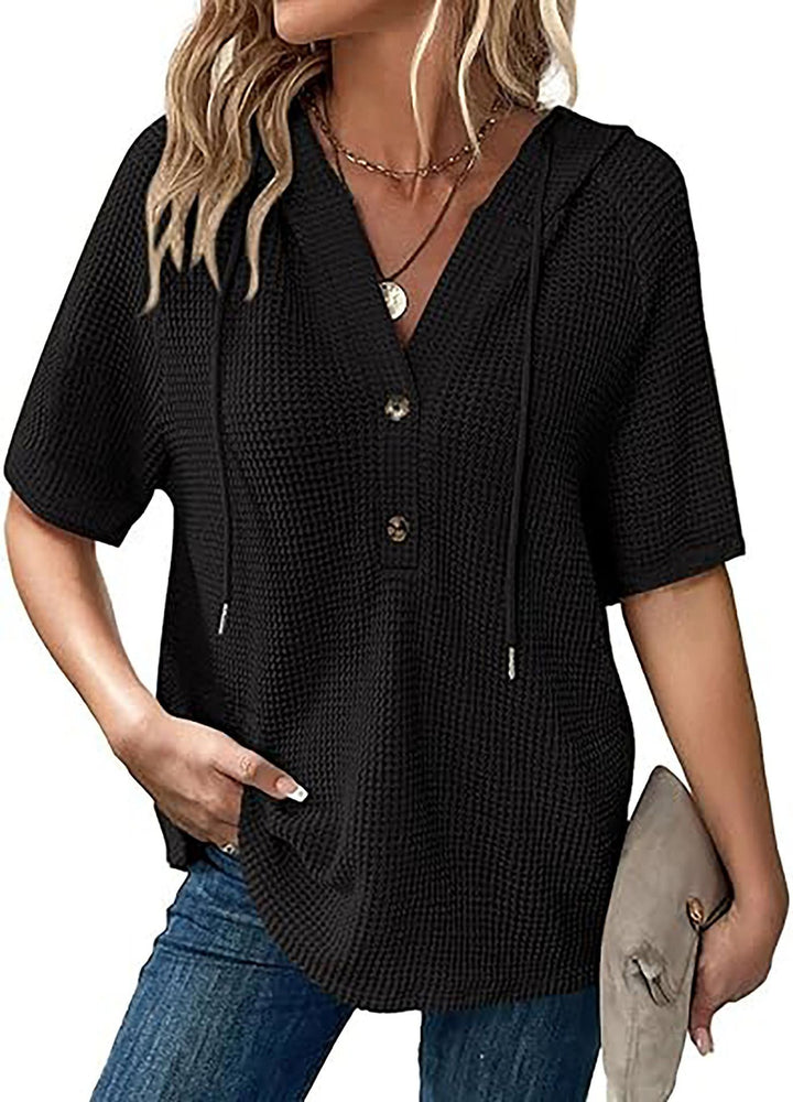 Casual oversized hoodie T-shirt for women with button detail Lune London