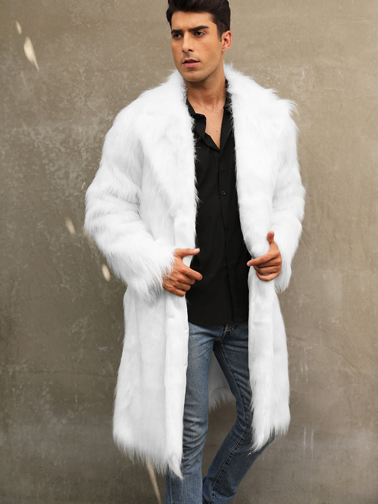 Luxurious faux fur coat for men with an elegant cut and a deep collar Lune London