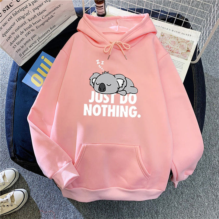 Women's hoodie with playful koala design and motivational lettering Chic & Stil