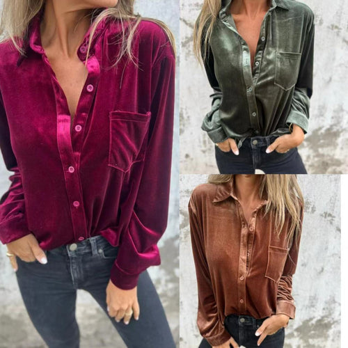 Satin top for women with elegant button placket Amarae