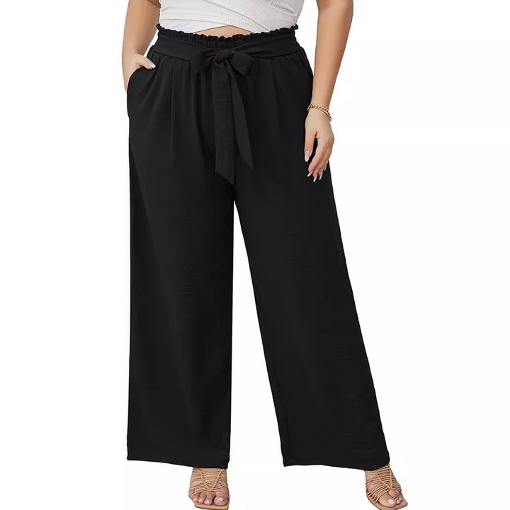 Women's Wide Culottes in Linen Look with Paperbag Waist, Tied Belt and Side Pockets Amarae