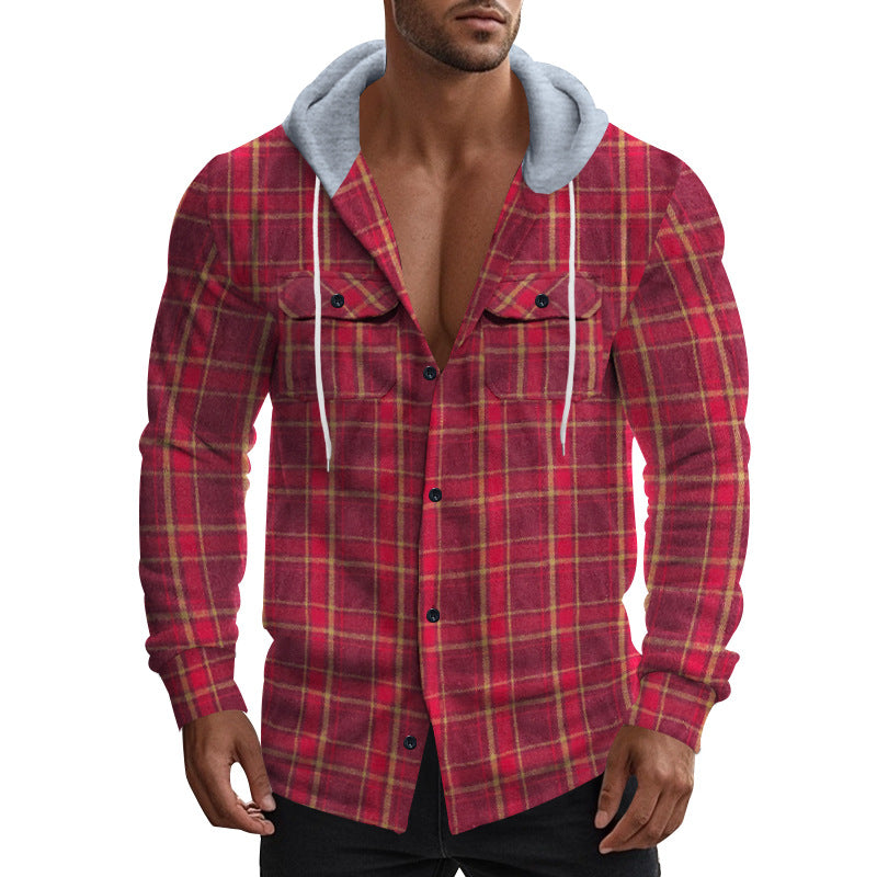 Men's Shirt with Hood and Check Pattern Chic und Stil