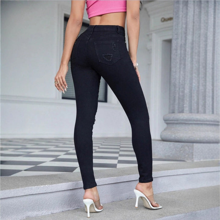 Ladies High-Waist Skinny Jeans with strong Destroy Effect Amarae