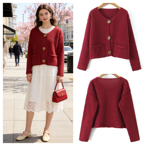 Cardigan léger pour femmes avec fermeture à boutons décoratifs et poches pratiques Chic & Stil