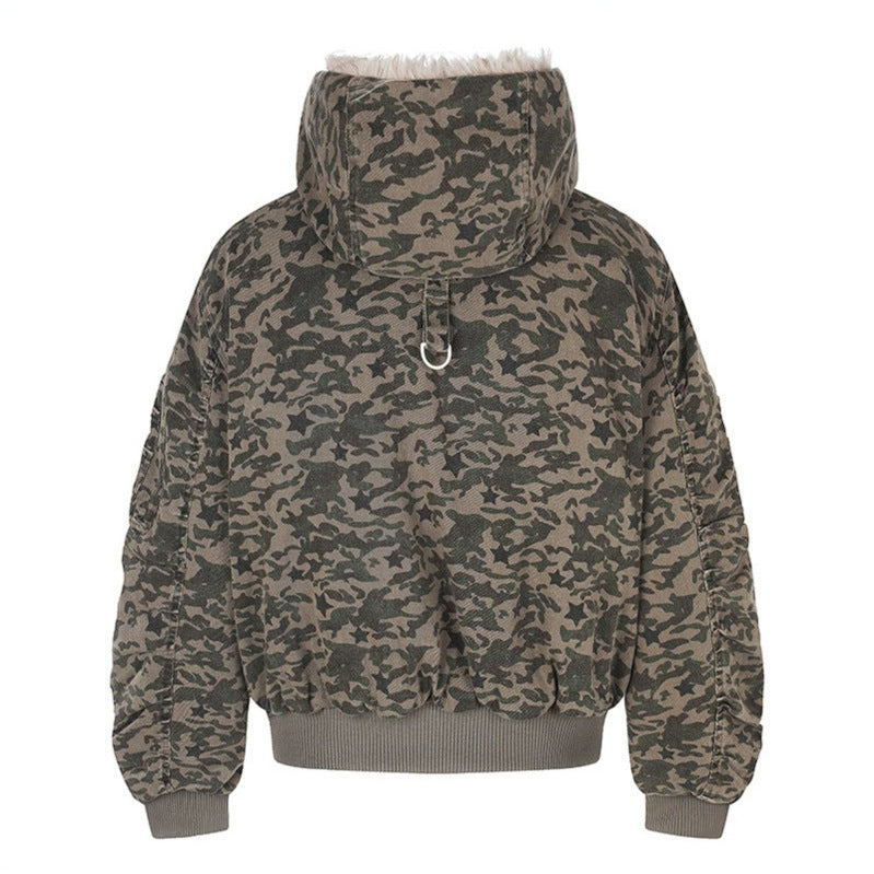 Women's quilted bomber jacket with faux fur hood, drawstring, and utility pockets Amarae