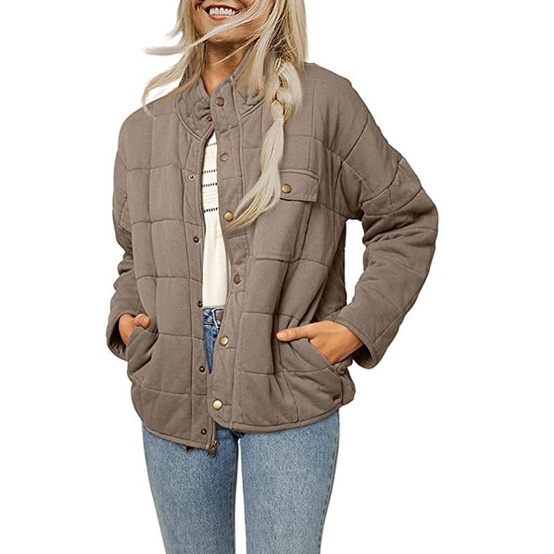 Quilted jacket for women with decorative button Lune London
