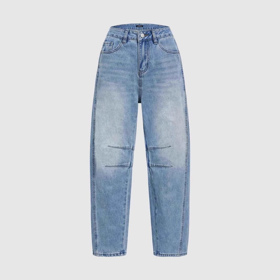 Women's wide-cut denim jeans with a high waist and modern design details Lune London