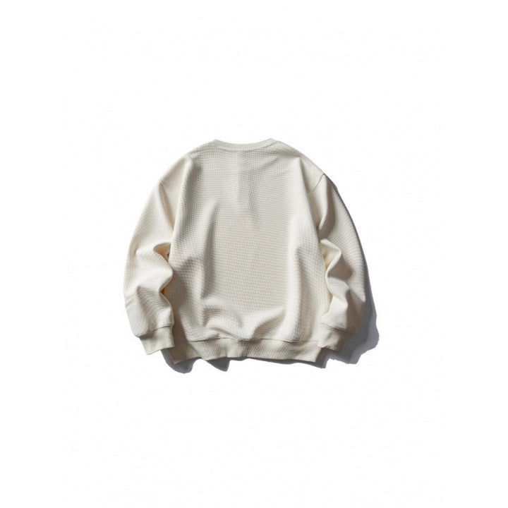 Unisex Waffle Knit Henley Sweatshirt in Oversize Cut with Button Placket Amarae