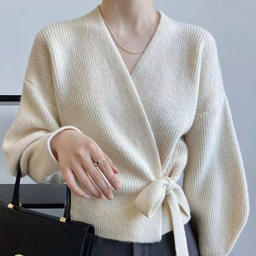 Women's wrap jacket with wide sleeves and a knot at the waist Amarae