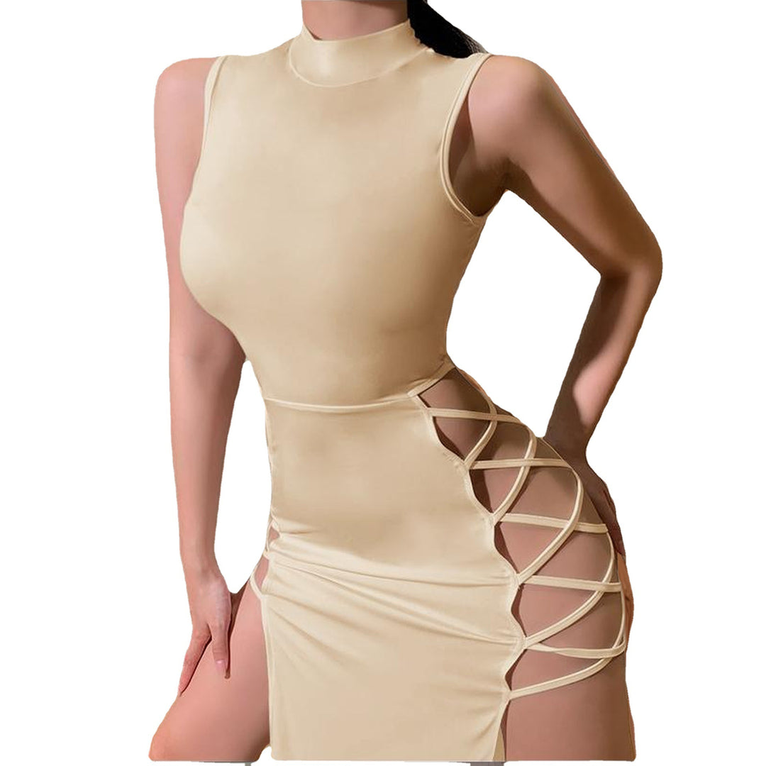Maxi sleeveless dress with cutouts for women with laces on the side Lune London