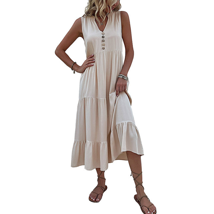 Lune London Women's Sleeveless Maxi Dress with Ruffle Detail