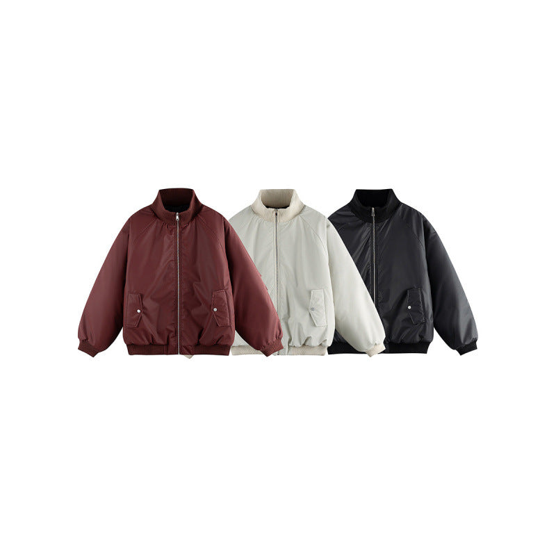Unisex Boxy Transition Bomber Jacket with Stand Collar and Flap Pockets Amarae