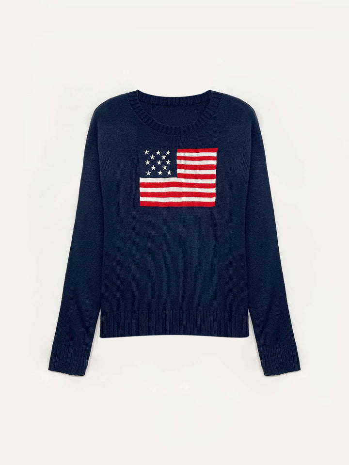Knit sweater for women with American flag pattern Lune London