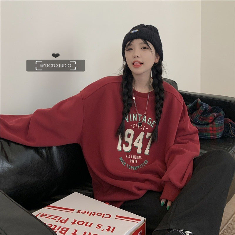 Women's Casual Oversized Sweatshirt with Vintage Print Lune London