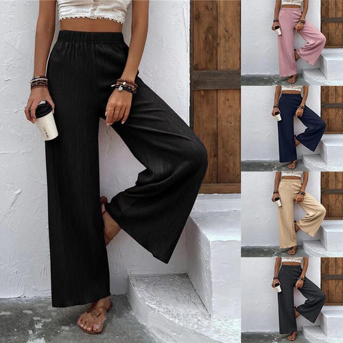 Wide pleated pants for women with elastic waist and elegant drape Amarae