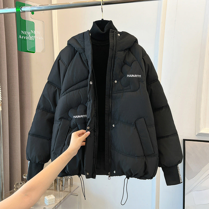 Trendy short down jacket for women with hood and practical pockets Amarae