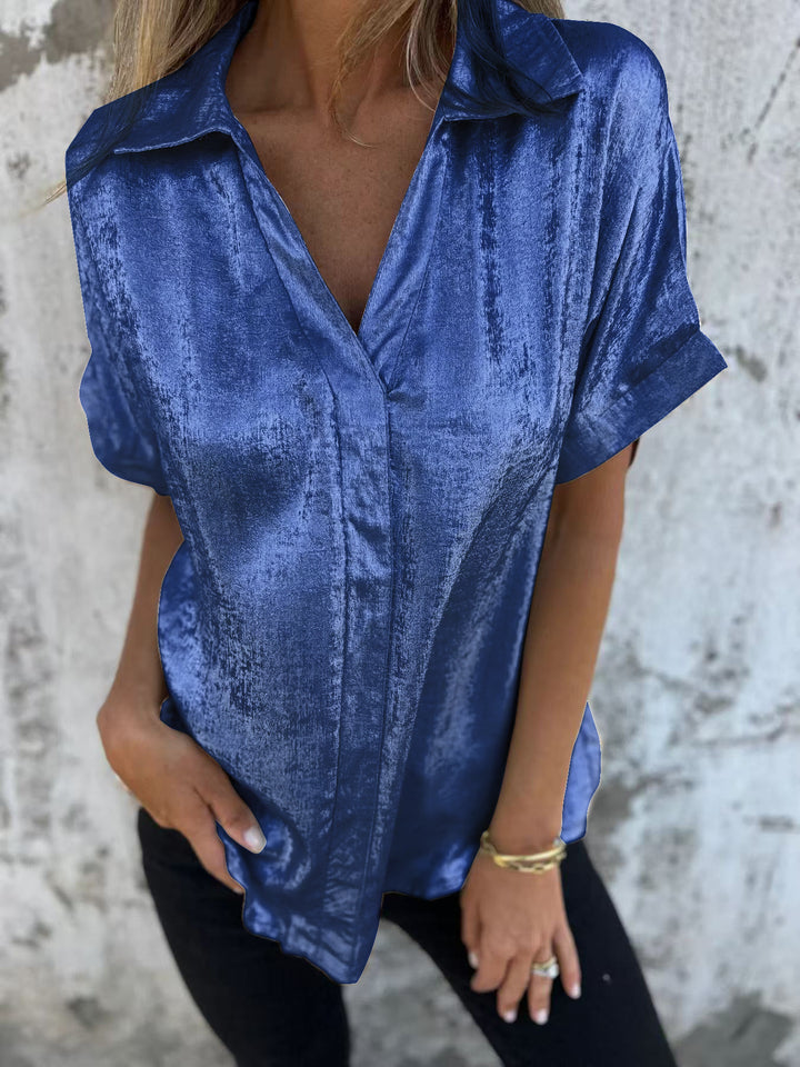 Satin blouse for women with fashionable collar and elegant cut Lune London