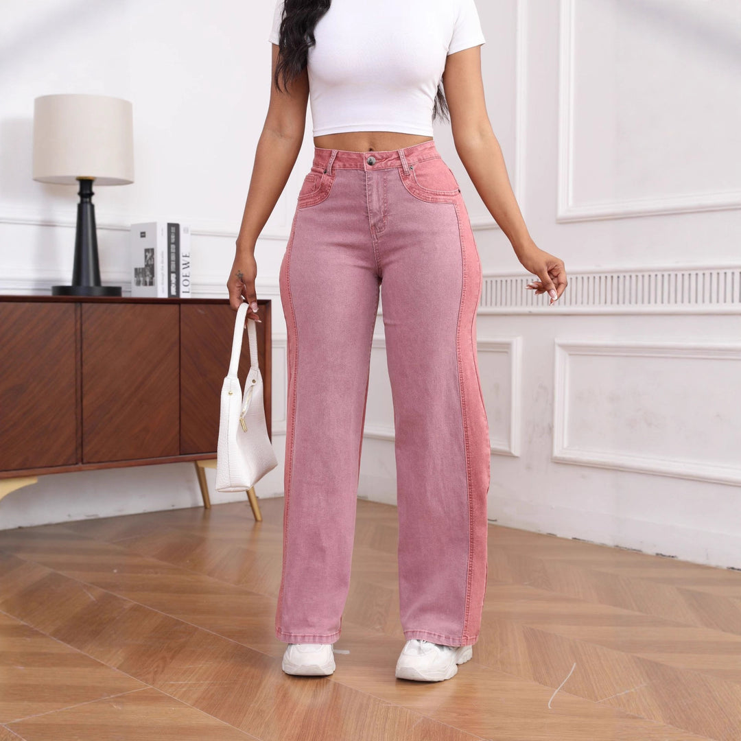 Wide denim pants for women with coordinated side insert Lune London