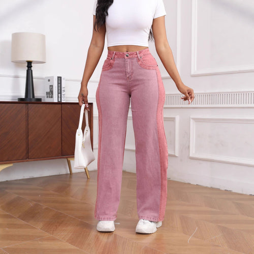 High-waisted women's jeans with a modern color block design and flared leg Amarae