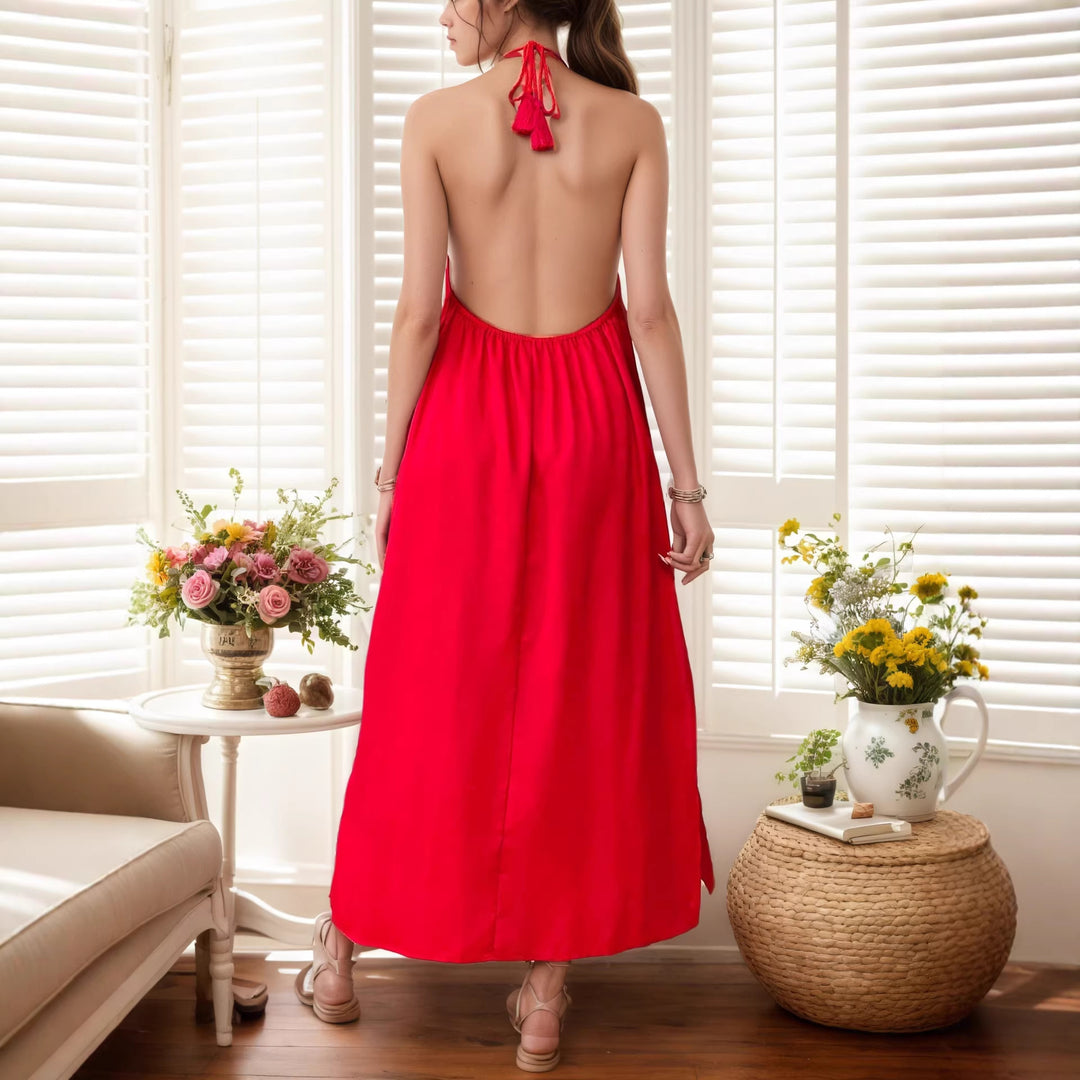 Women's Maxi Dress with Elegant Halter Strap Lune London