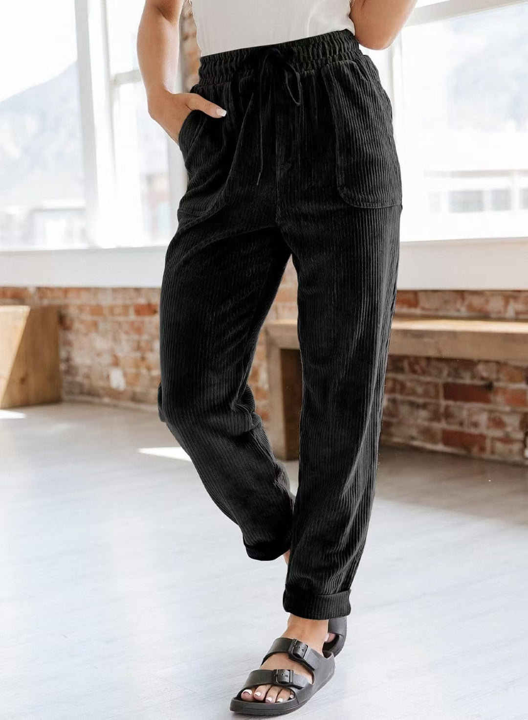 Ladies Comfortable Corduroy Leisure Pants Lune London