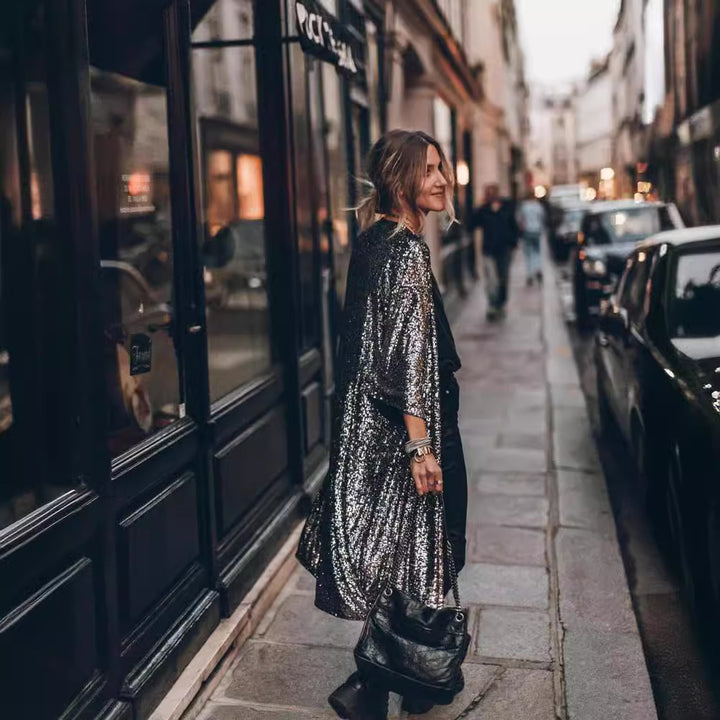 Ladies shimmering kimono with loose fit Lune London