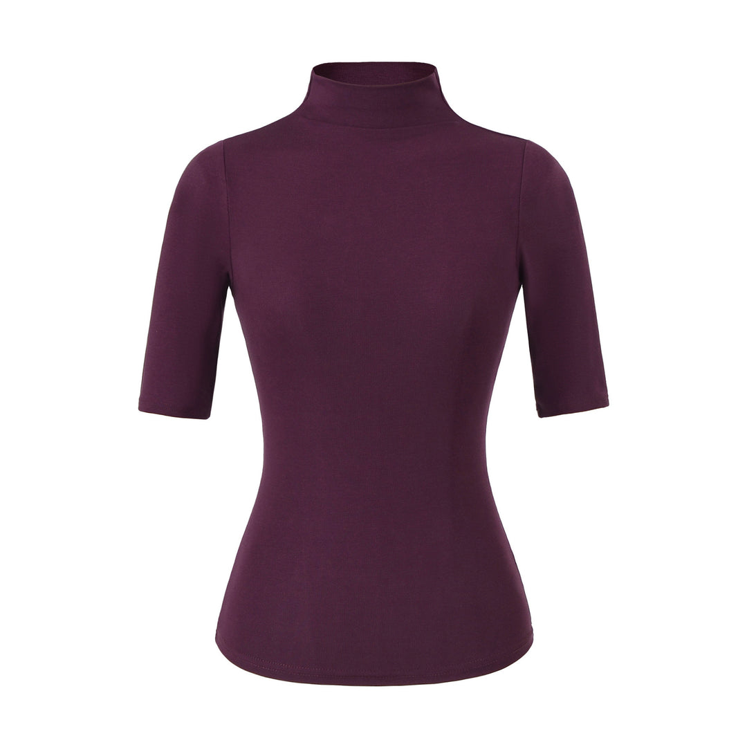 Women's Fitted Stand Collar Shirt with Half-Length Sleeves Amarae