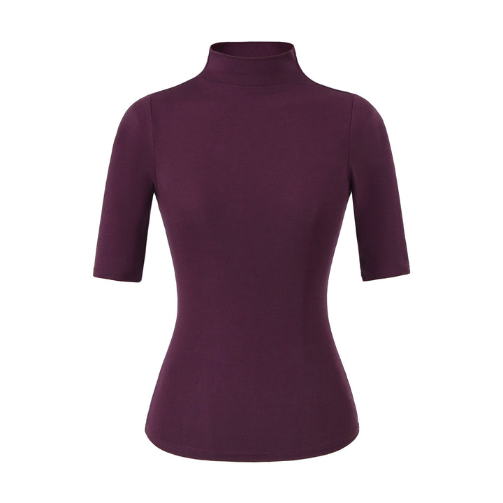 Women's Fitted Stand Collar Shirt with Half-Length Sleeves Amarae