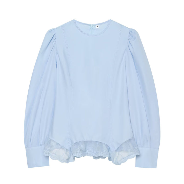 Women's blouse with volume sleeves and lace trim Amarae