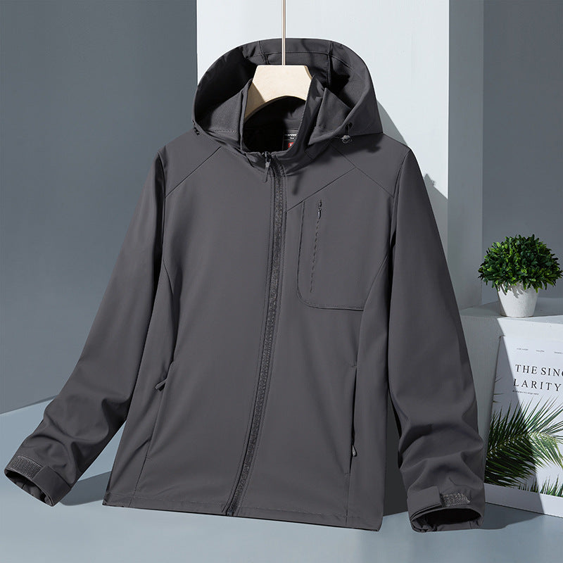 Women Light Softshell Hoodie Jacket with wind and water repellent membrane and chest zip pocket Amarae