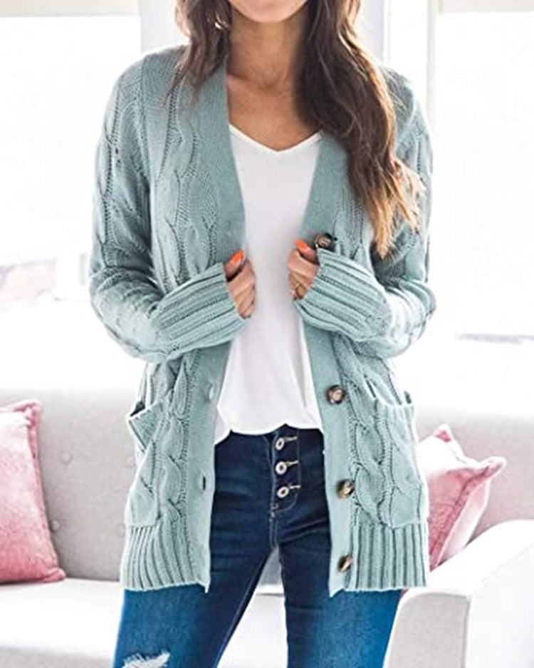 Oversized knit cardigan for women with practical pockets and button detail Lune Londonl