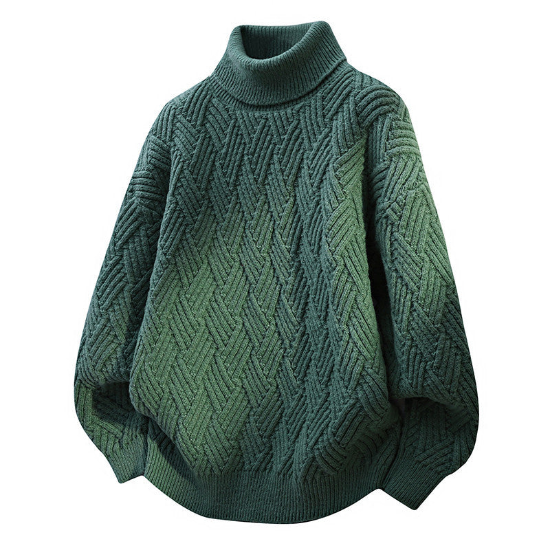 Women Oversized Turtleneck Sweater with Structured Cable Knit Pattern Lune London