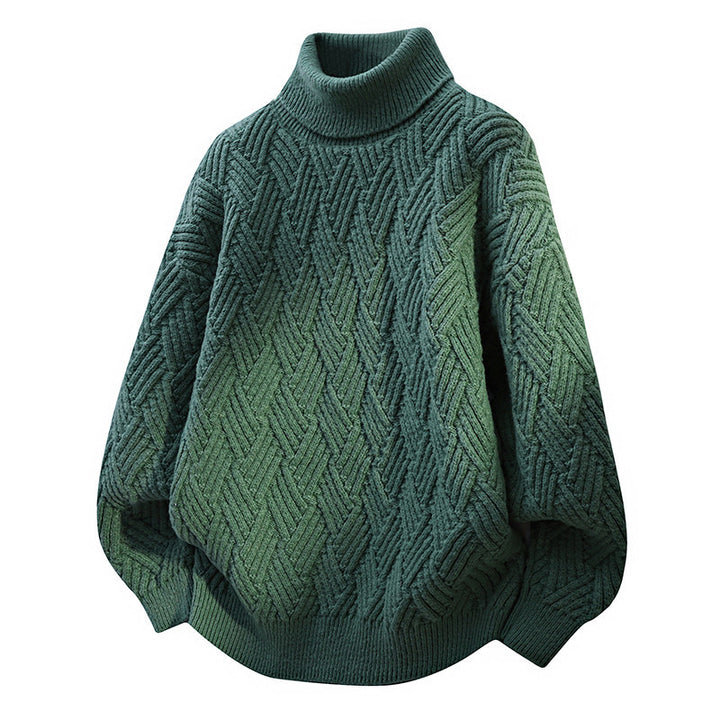 Women Oversized Turtleneck Sweater with Structured Cable Knit Pattern Lune London