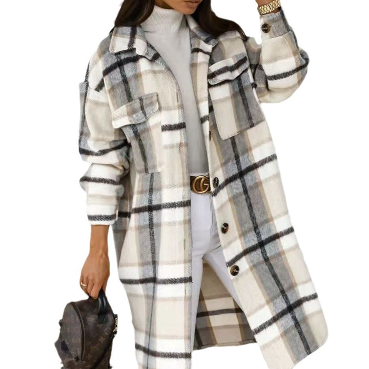 Women Oversized Checkered Shirt-Coat with Practical Pockets Amarae