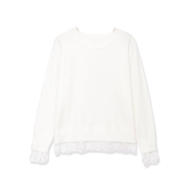 Women's sweatshirt with lace trim and round neck Amarae