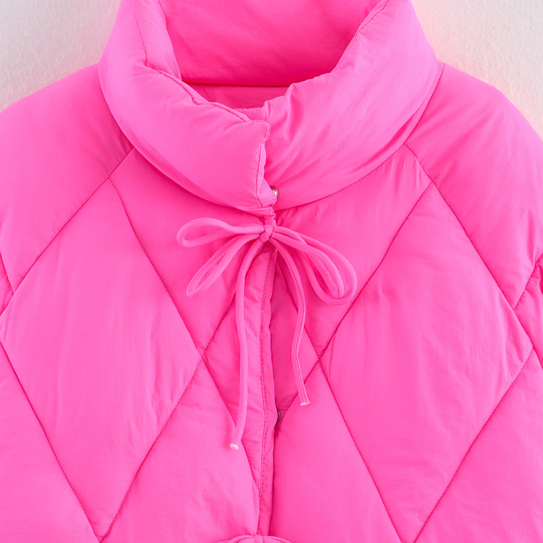 Quilted transitional jacket for women with high collar and drawstring Lune London