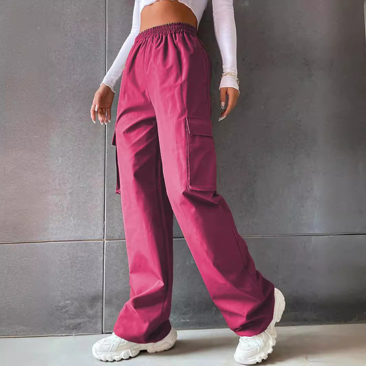 Cargo pants for women with side pockets and elastic waistband Lune London