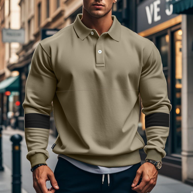 Sporty sweater for men with trendy contrast stripes Amarae