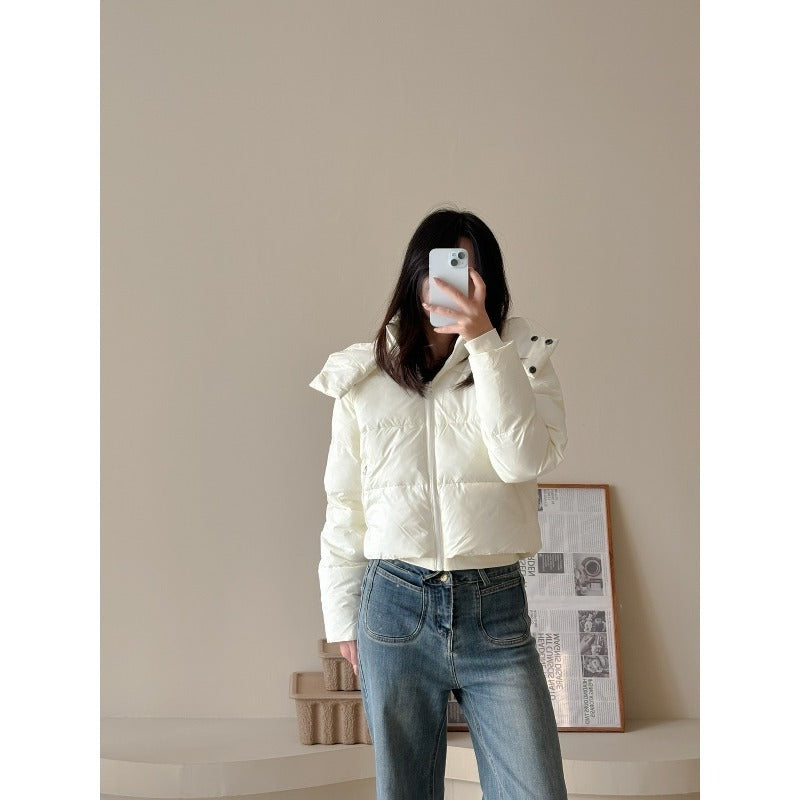 Ladies Short Quilted Cropped Jacket with Wide Lapel Amarae