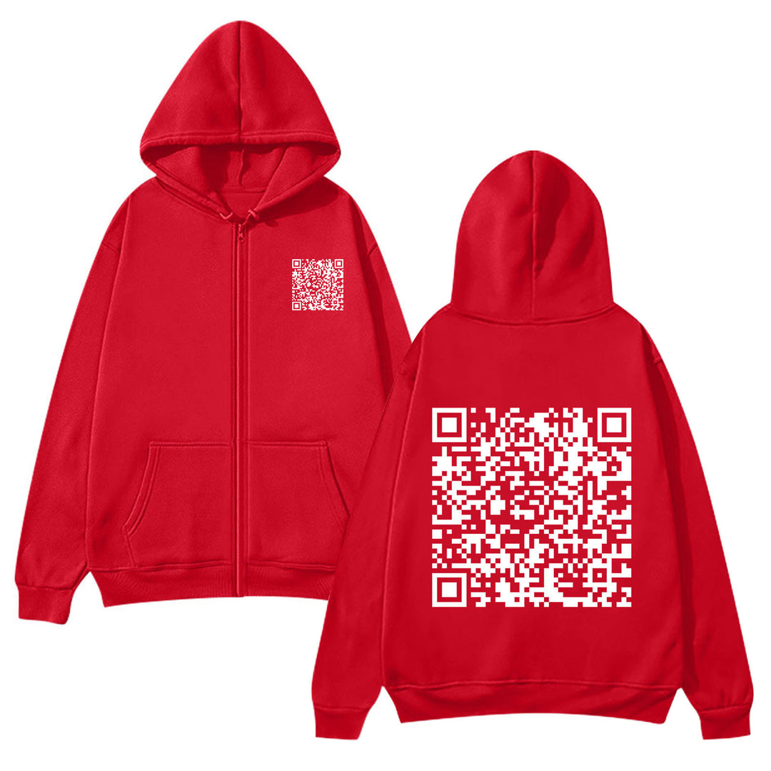 Women's hoodie jacket with QR code design and soft fleece Lune London