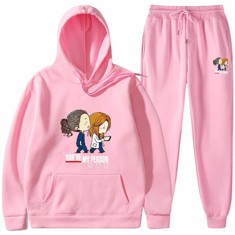 Women's Hoodie and Jogging Pants Set with Original Cartoon Design Chic & Stil