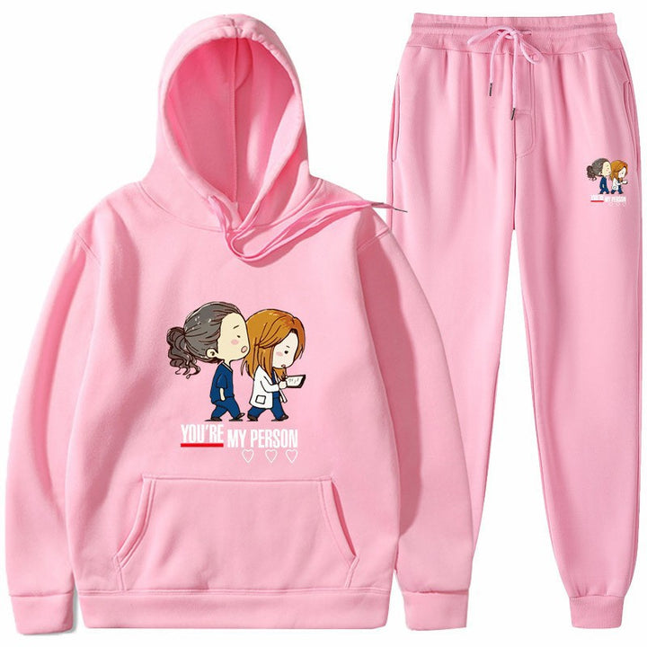 Women's Hoodie and Jogging Pants Set with Original Cartoon Design Chic & Stil